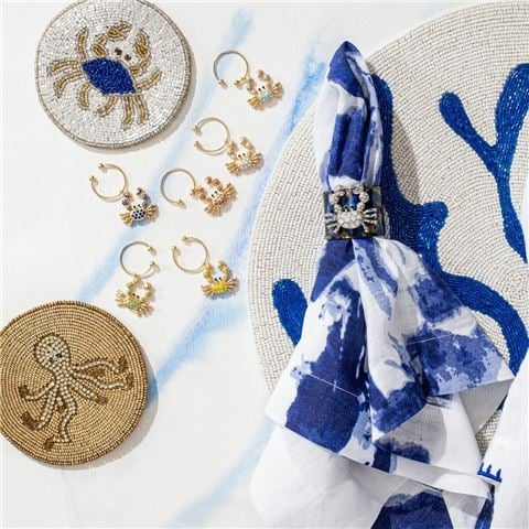 Luxe By Peter's - Coral Beaded Placemat Cobalt Blue