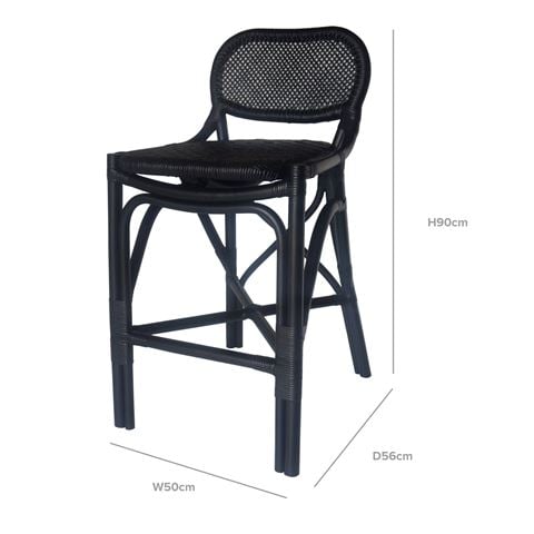 OneWorld Shaynna Blaze Fresno Curved Back Rattan Counter Stool Black 90cm - Peter's of Kensington