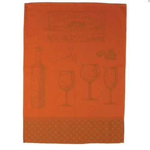 L'Ensoleillade - Tea Towel Bistrot Grand Vins de France Orange & Green