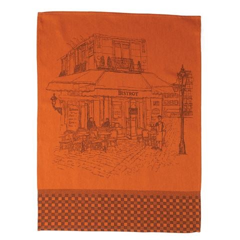 L'Ensoleillade Tea Towel Bistrot Orange & Black - Peter's of Kensington