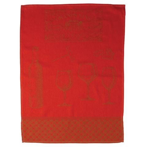 L'Ensoleillade - Tea Towel Bistrot Grand Vins de France Red & Grey