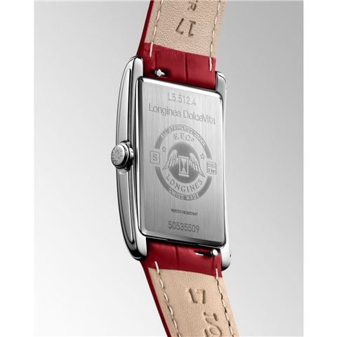 Longines - DolceVita Red Dial Quartz Watch w/Red Leather Strap 23.30x37mm