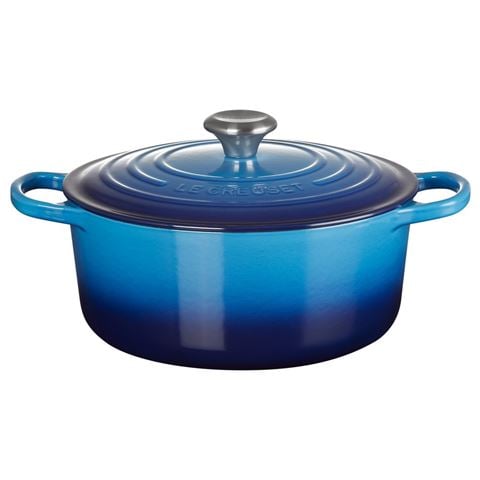Le Creuset Signature Round Casserole Azure Blue 26cm/5.3L - Peter's of Kensington