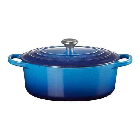 Le Creuset Signature Oval Casserole Azure Blue 27cm/4.1L - Peter's of Kensington