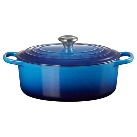 Le Creuset Signature Oval Casserole Azure Blue 29cm/4.7L - Peter's of Kensington