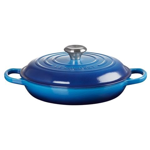 Le Creuset Signature Shallow Casserole Azure Blue 26cm/2.2L - Peter's of Kensington