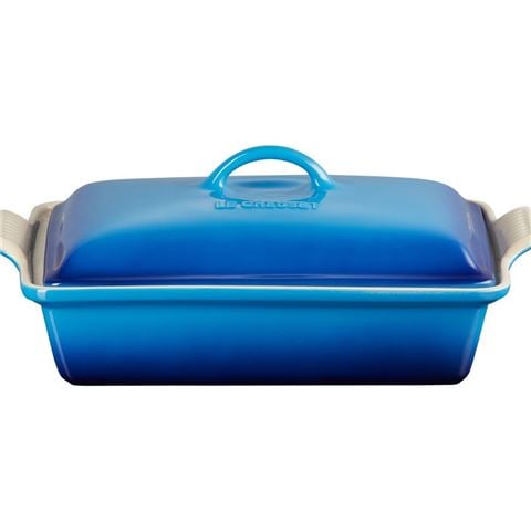 Le Creuset Heritage Rectangular Dish with Lid Azure 33cm/3.8L - Peter's of Kensington