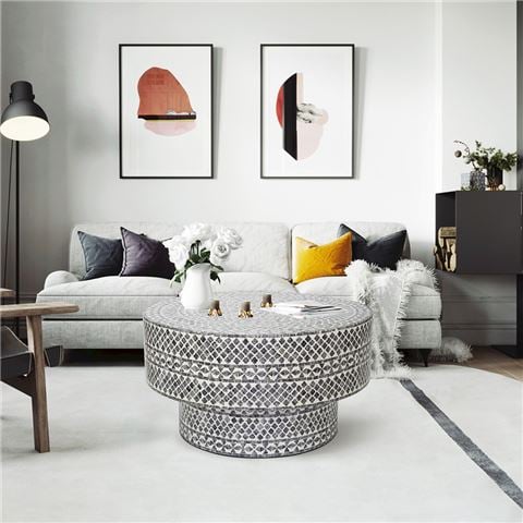 Design Arc Furniture Diamond Mother Of Pearl Coffee Table Black - Peter's of Kensington