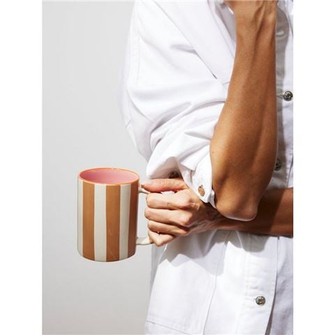 Jones & Co Happy Stripe Mug Tan - Peter's of Kensington