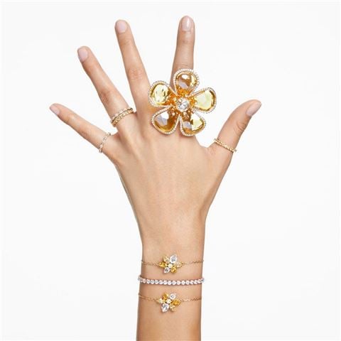 Swarovski Jewellery Matrix Tennis Bracelet White Stones w/Gold Tone Plating Small - Peter's of Kensington