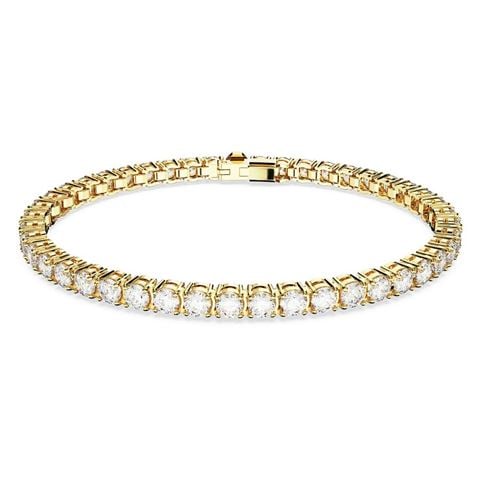 Swarovski Jewellery Matrix Tennis Bracelet White Stones w/Gold Tone Plating Small - Peter's of Kensington