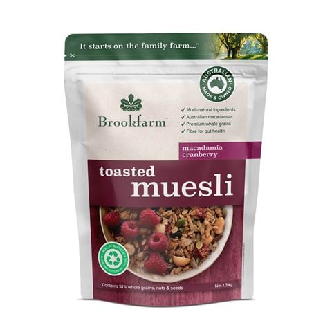 Brookfarm Toasted Muesli Macadamia Cranberry 1.3kg - Peter's of Kensington
