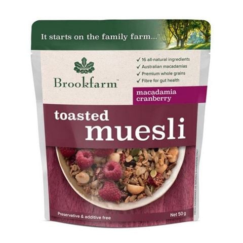 Brookfarm Toasted Muesli Macadamia Cranberry 50g - Peter's of Kensington