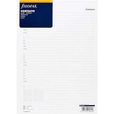 Filofax - A4 Addresses Refill