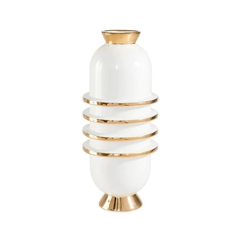 Jonathan Adler Orbit Capsule Vase White & Gold 35cm - Peter's of Kensington