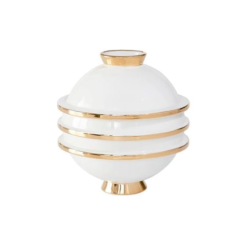 Jonathan Adler Orbit Round Vase White/Gold - Peter's of Kensington