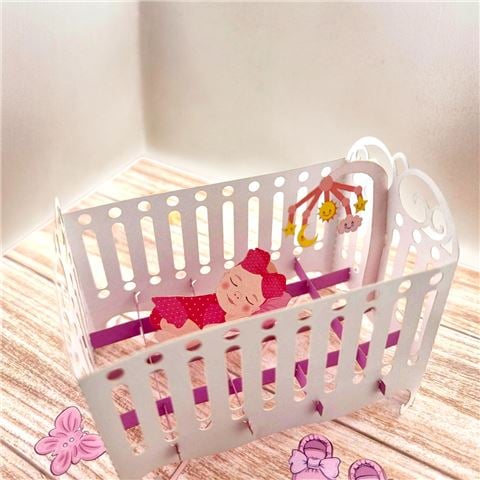 Colorpop - Pink Baby Cot Pop Up Card