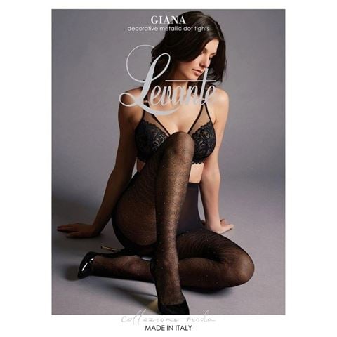 Levante - Giana Decorative Metallic Dot Tights Black Small/Medium