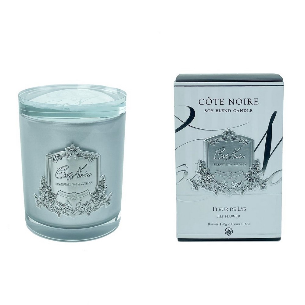 Cote Noire - Fleur De Lys Candle Silver Badge w/Crystal Lid 450g