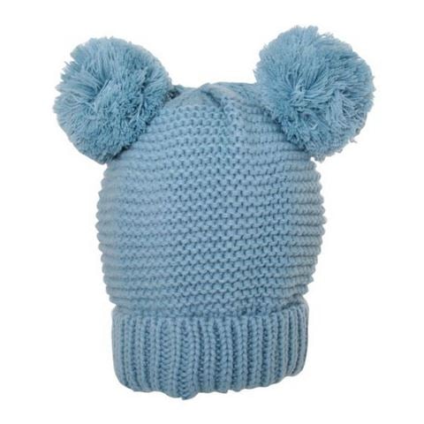 Beanie - Kids Double Pom Pom Beanie Blue