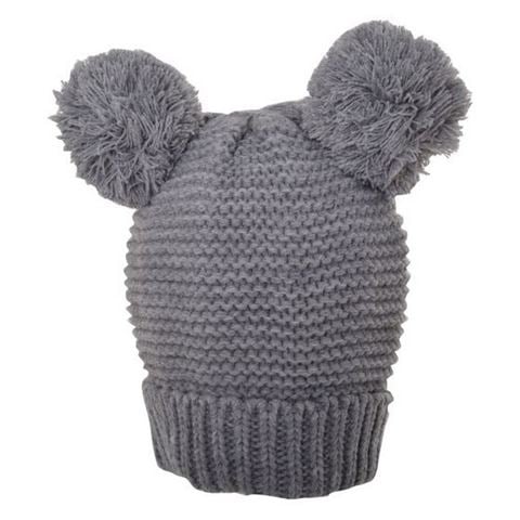 Beanie Kids Double Pom Pom Beanie Grey - Peter's of Kensington