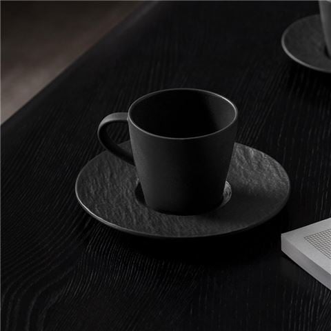 Villeroy & Boch - Manufacture Rock Espresso Coffee Cup & Saucer Set Black 100ml 2pce