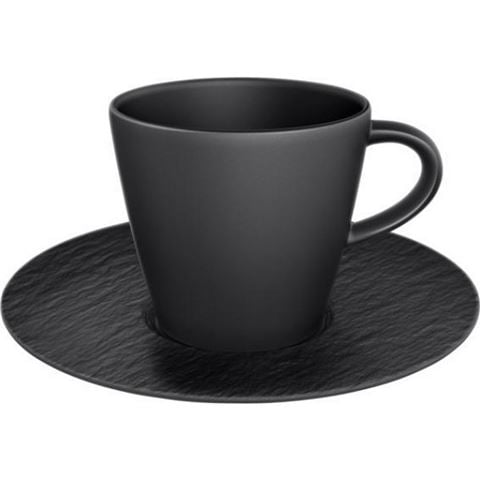 Villeroy & Boch - Manufacture Rock Espresso Coffee Cup & Saucer Set Black 100ml 2pce