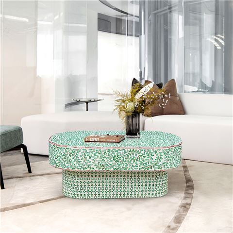 Design Arc Furniture Amelia Oval Mother Of Pearl Coffee Table - Peter's of Kensington