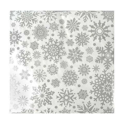 Christmas - 3-Ply Luncheon Napkin Set Silver Sparkle 33x33cm 20pce