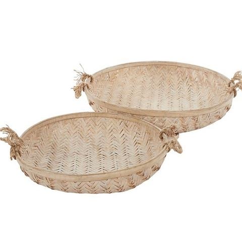 Coast To Coast Woven Tray w/Rope Handle Set 2pce - Peter's of Kensington