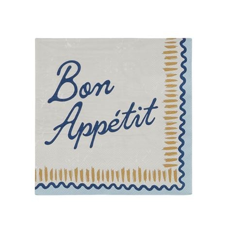 Coastal Home - 3Ply Bon Appetit Napkin Set Blue 33cm 20pce