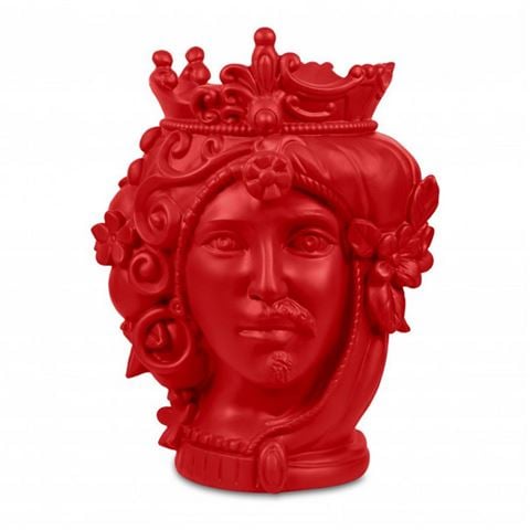 Baci Milano Teste Matte Double Head Vase Red 18cm - Peter's of Kensington