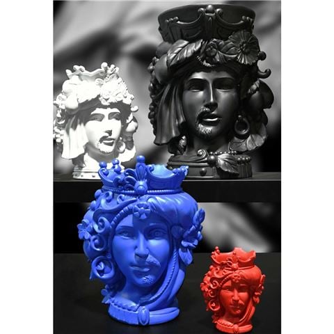 Baci Milano Teste Matte Double Head Vase Blue Medium 32cm - Peter's of Kensington