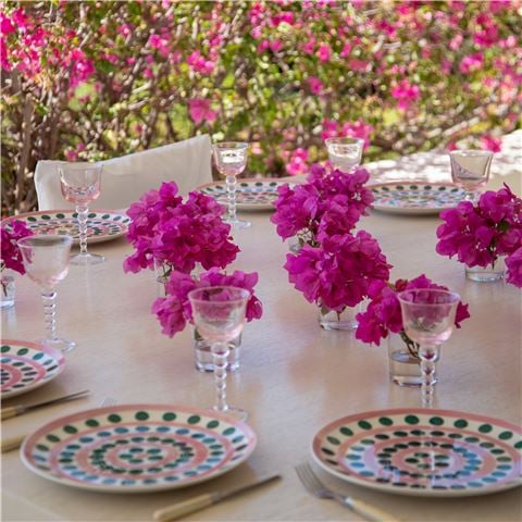 ThemisZ Symi Polkadot Charger Plate Green & Pink 31cm - Peter's of Kensington