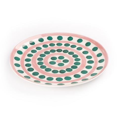 ThemisZ Symi Polkadot Charger Plate Green & Pink 31cm - Peter's of Kensington