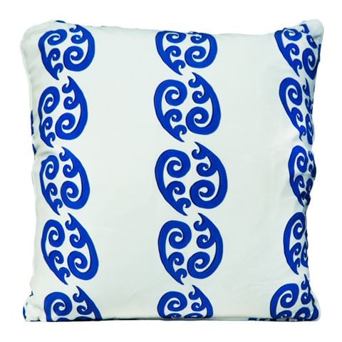 ThemisZ - Athenee Silk Cushion White/Blue Large 53x53cm