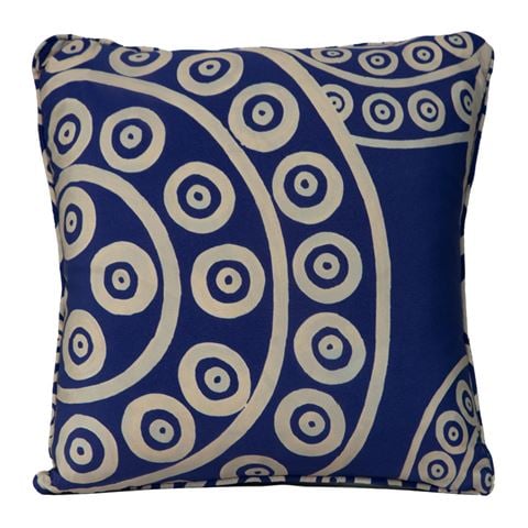 ThemisZ - Kouros Silk Cushion Dark Blue/Beige Large 53x53cm
