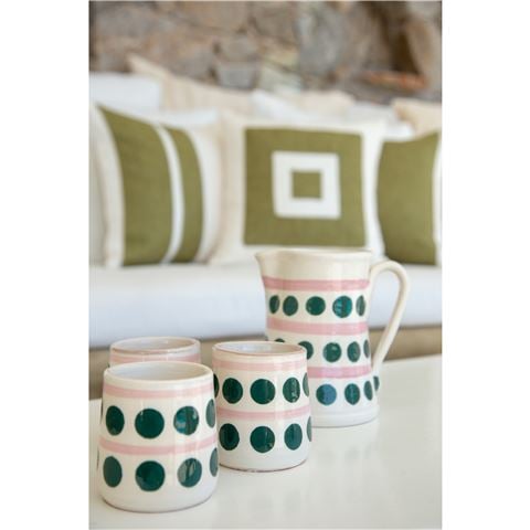 ThemisZ Symi Polkadot Pottery Cup Set Green & Pink 2pce - Peter's of Kensington