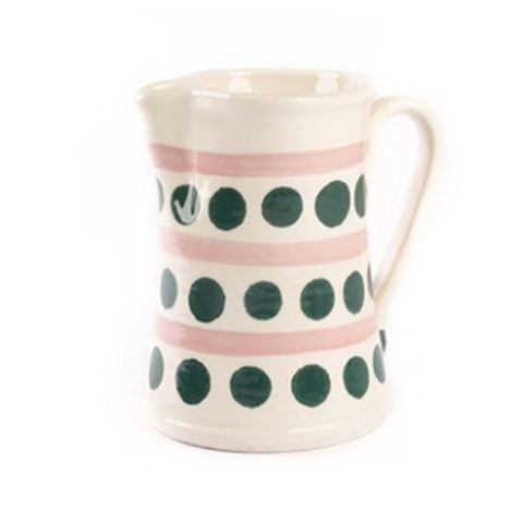 ThemisZ Symi Polkadot Pottery Water Jug Green & Pink - Peter's of Kensington