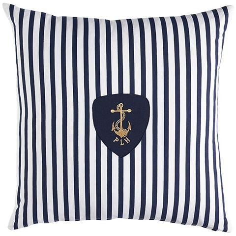 Paloma - Handcrafted Nautical Stripes Navy/White Cushion 55x55cm