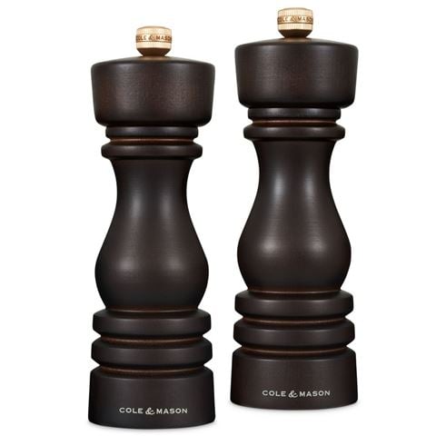 Cole & Mason - London Salt & Pepper Mill Stained Wood Set Chocolate 2pce 18cm