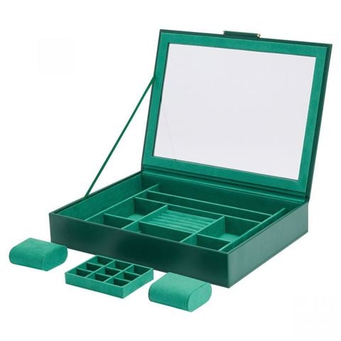 Wolf Designs - Sophia Jewellery Box with Window Forest Green