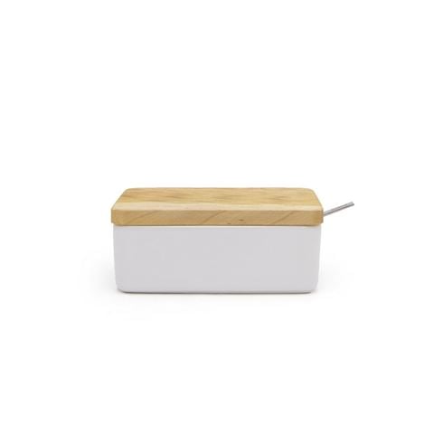Zero Japan Butter Case With S/S Butter Knife & Cherry Wood Lid White - Peter's of Kensington