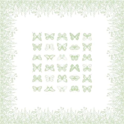 LA CUCA - Green Cotton Printed Tablecloth Butterfly 200x160cm