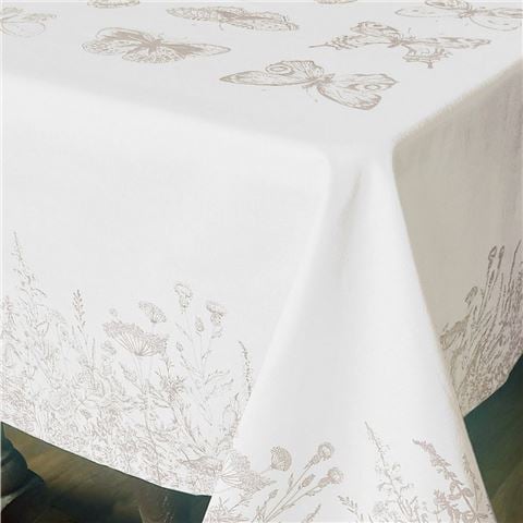 LA CUCA Cotton Printed Tablecloth Butterfly Beige 200x160cm - Peter's of Kensington