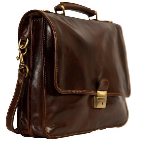 Manufactus - Maddalena Handmade Leather Laptop/Briefcase Coffee Bean 30x40cm