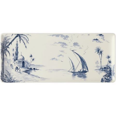 Gien - Les Dépareillées Bleu Oblong Serving Tray 36cm