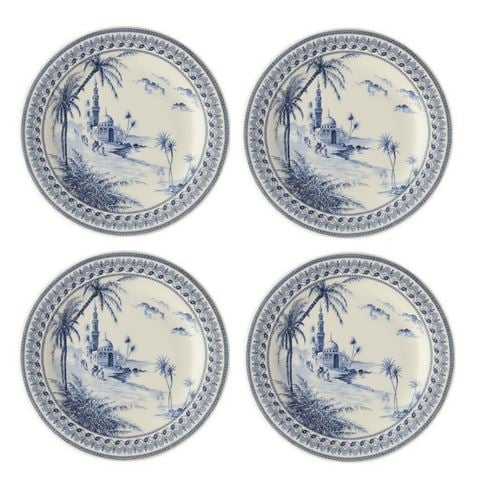 Gien - Les Dépareillées Bleu Assiette Canape Plate Set 4pce