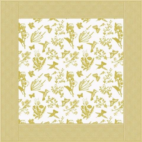 LA CUCA Cotton Printed Tablecloth Hummingbird Yellow 250x160cm - Peter's of Kensington