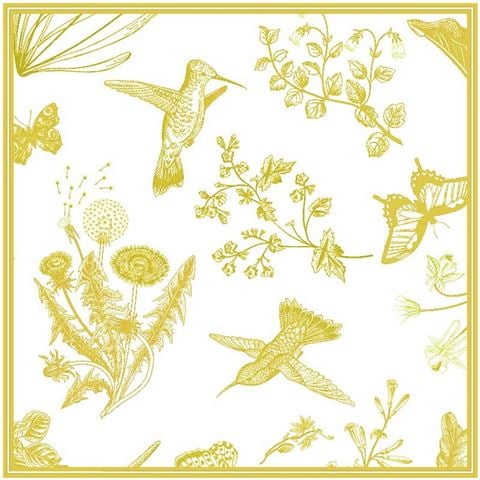 LA CUCA Cotton Printed Napkin Hummingbird Yellow 45x45cm - Peter's of Kensington
